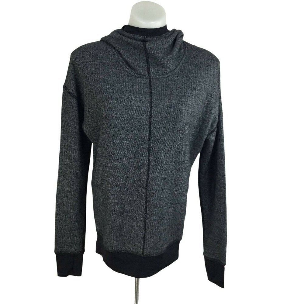 VIMMIA Gray Black Hooded Tie Athletic Sweatshirt Womens Size XS